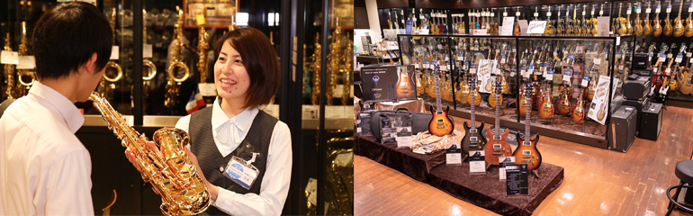 亀田実行委員長＆プロミュージシャン（1名）と一緒に、山野楽器でお買い物